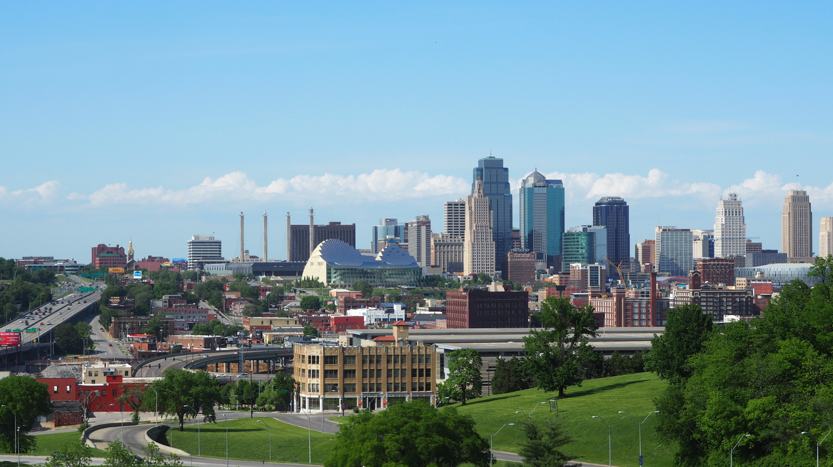 View of Kansas City Skyline on a sunny day